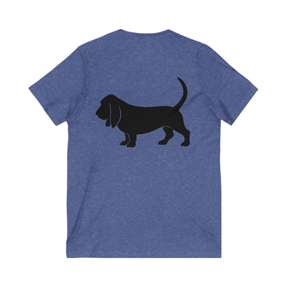 Basset Hound Silhouette Unisex Short Sleeve V-Neck Tee