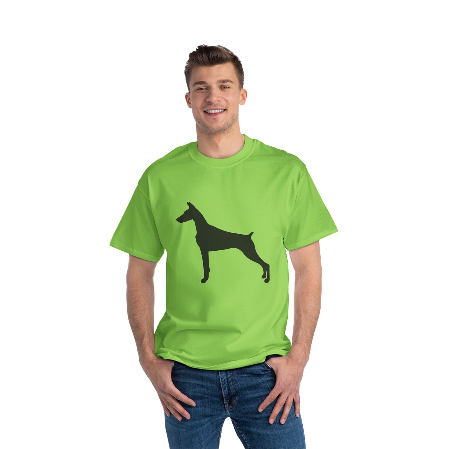 Doberman Silhouette Men's Short-Sleeve Crewneck Tee