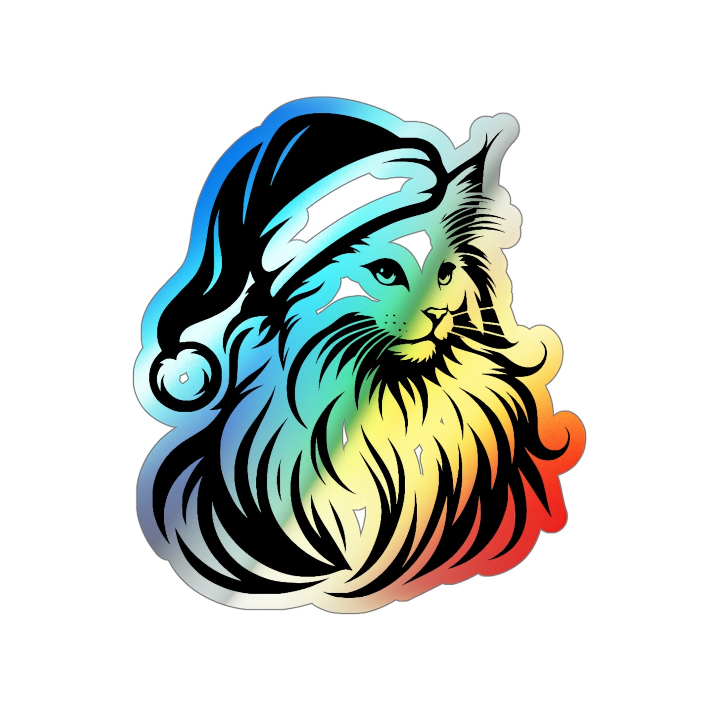 Santa Paws Cat Holographic Sticker