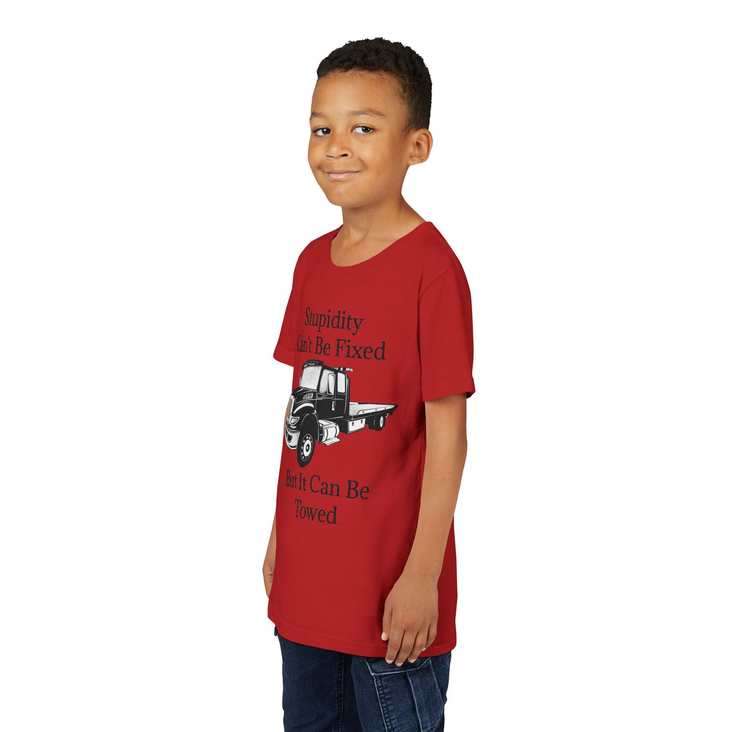 Stupidity Flatbed Tow Truck Youth Unisex Short Sleeve Crewneck Tee
