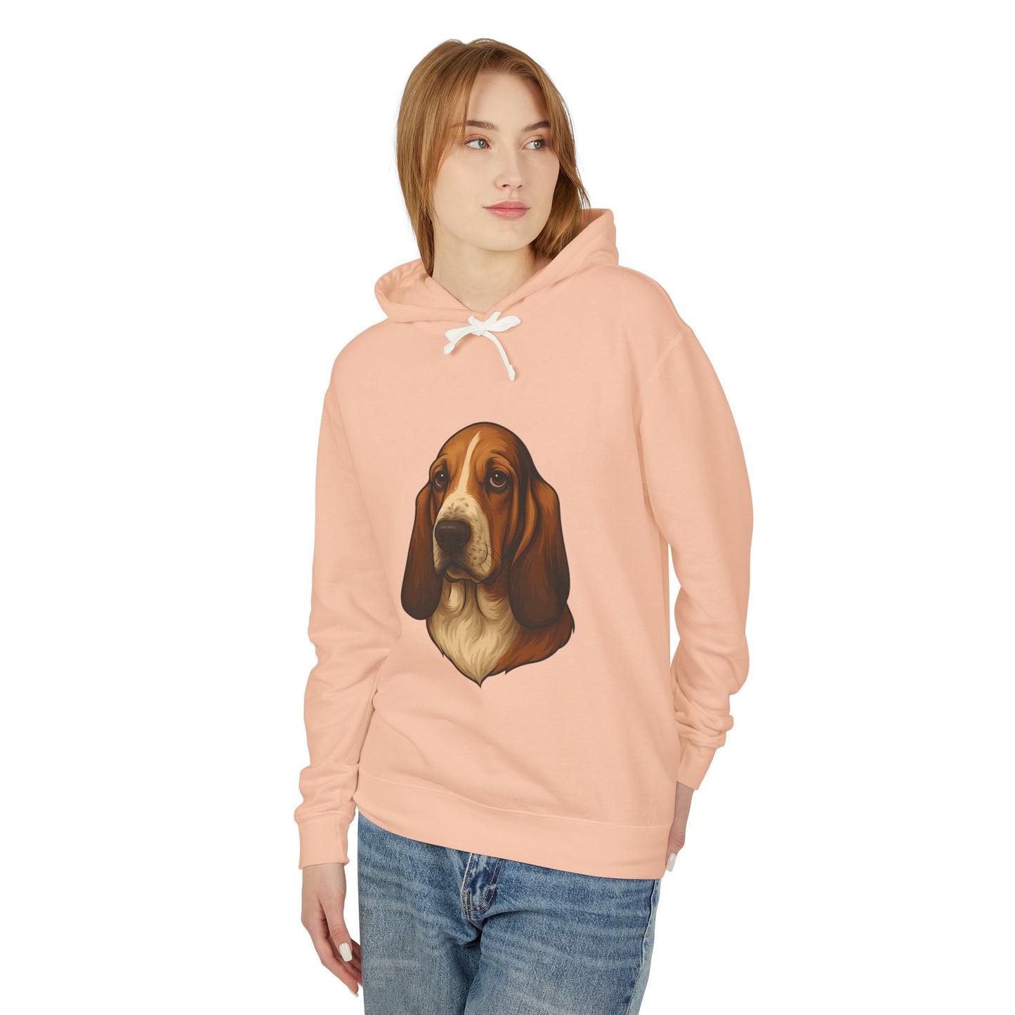 Basset Hound Head Unisex Lightweight Hoodie