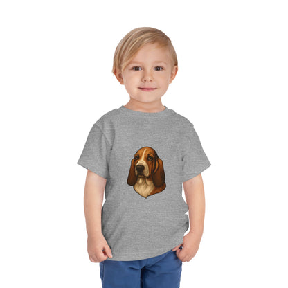 Basset Hound Head Toddler Unisex Short Sleeve Crewneck Tee