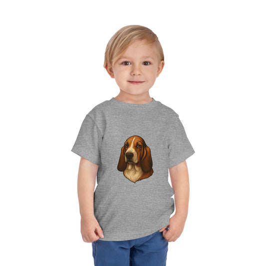 Basset Hound Head Toddler Unisex Short Sleeve Crewneck Tee