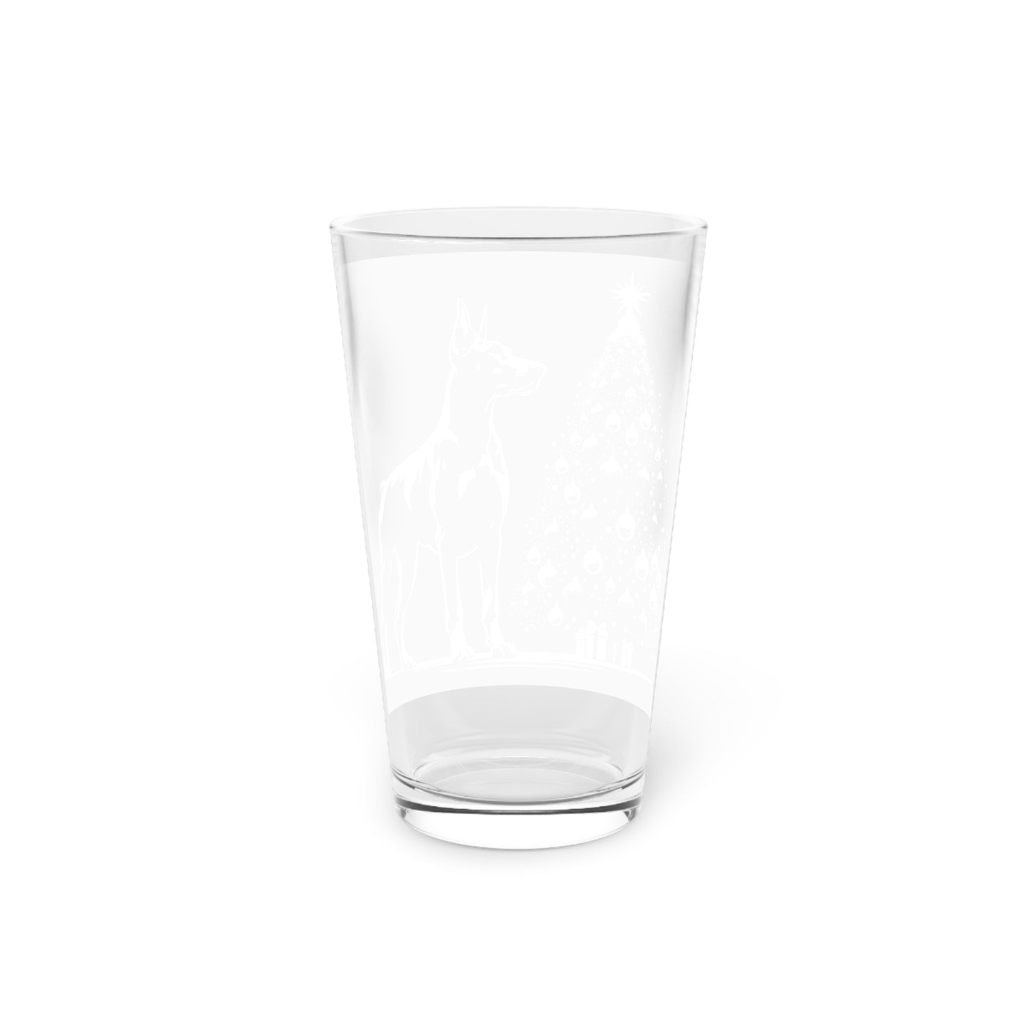 Doberman Christmas Tree Drinking Glass