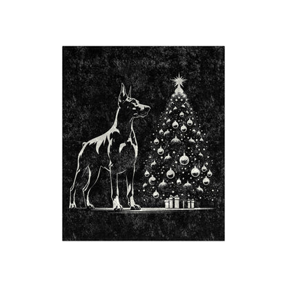 Doberman Christmas Tree Crushed Velvet Blanket