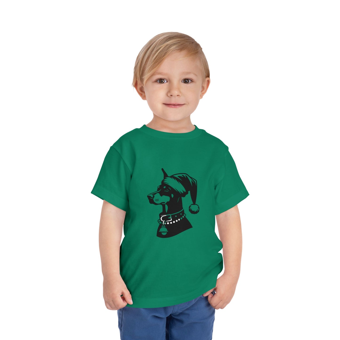 Santa Paws Doberman Toddler Unisex Short Sleeve Crewneck Tee