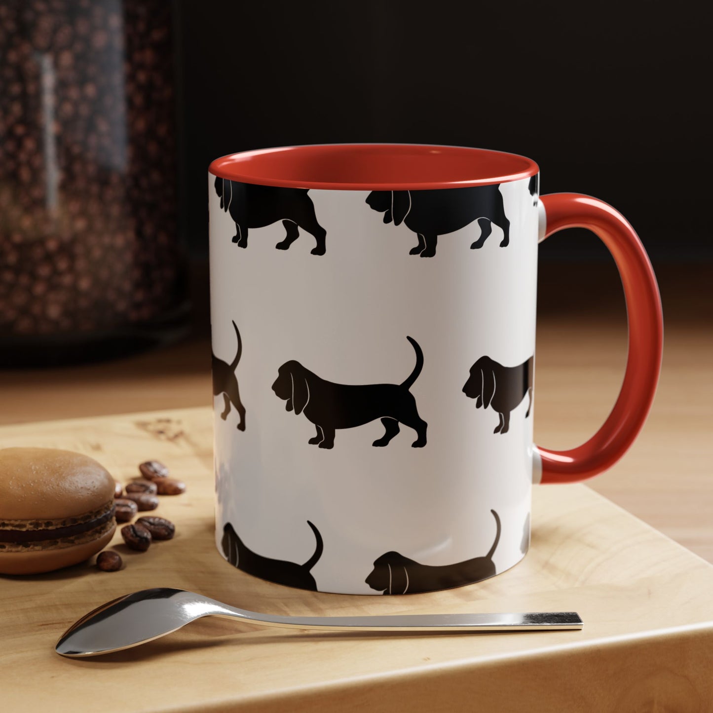 Basset Hound Silhouette 2-Tone Coffee Mug