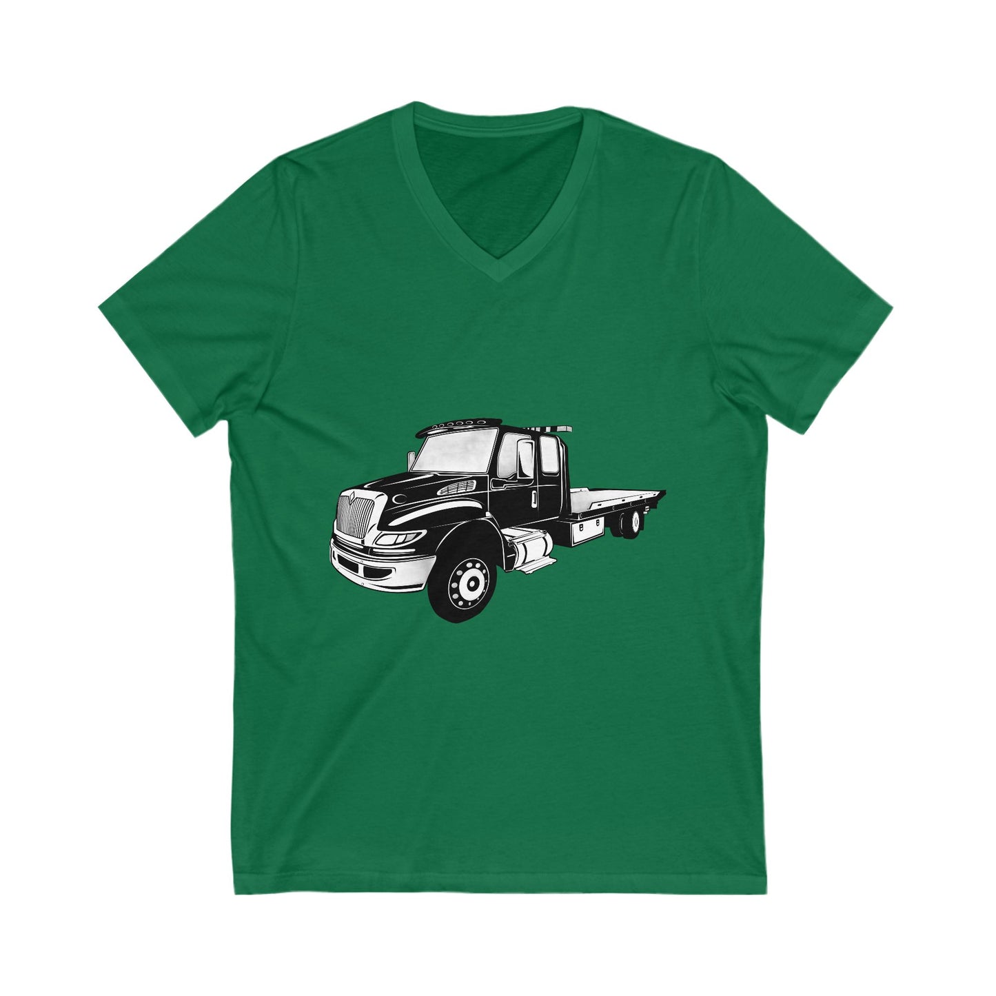 Flatbed Tow Truck Unisex Short Sleeve V-Neck Tee