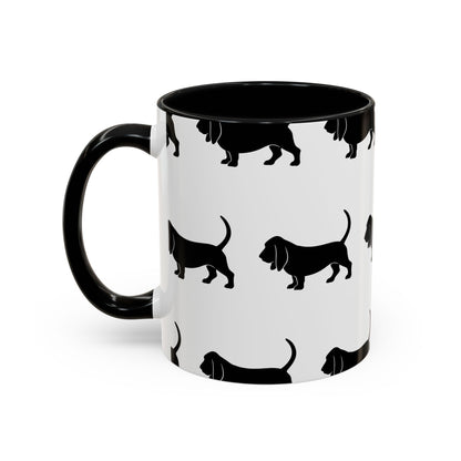 Basset Hound Silhouette 2-Tone Coffee Mug