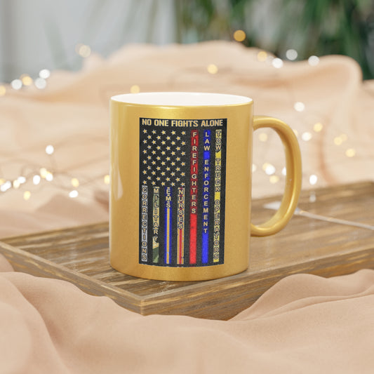 No One Fights Alone Metallic Coffee Mug