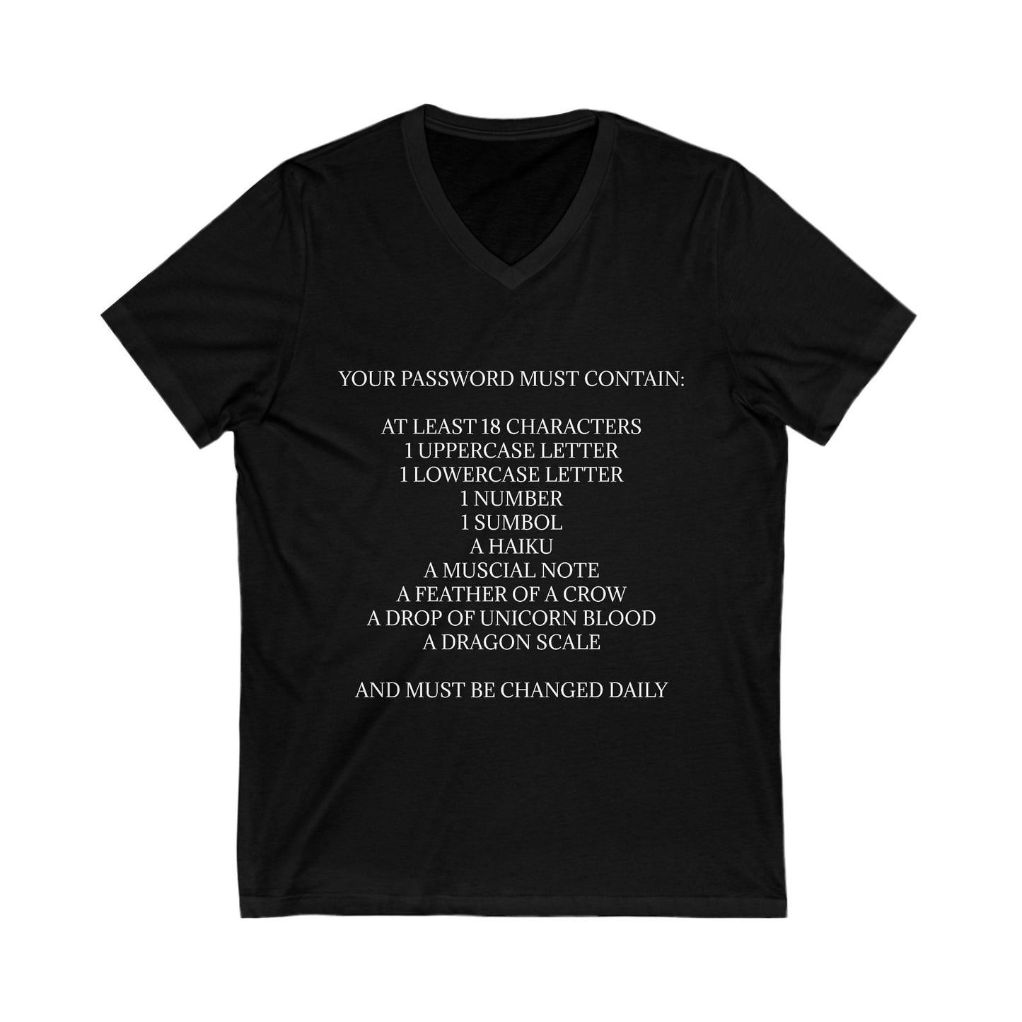Password Unisex Short Sleeve V-Neck Tee